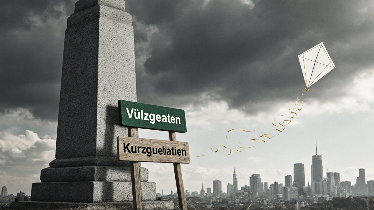 Ein rechtskräftiges Gutachten als steinerner Turm, daneben eine fragile Online-Schätzung, die im Wind davonweht.