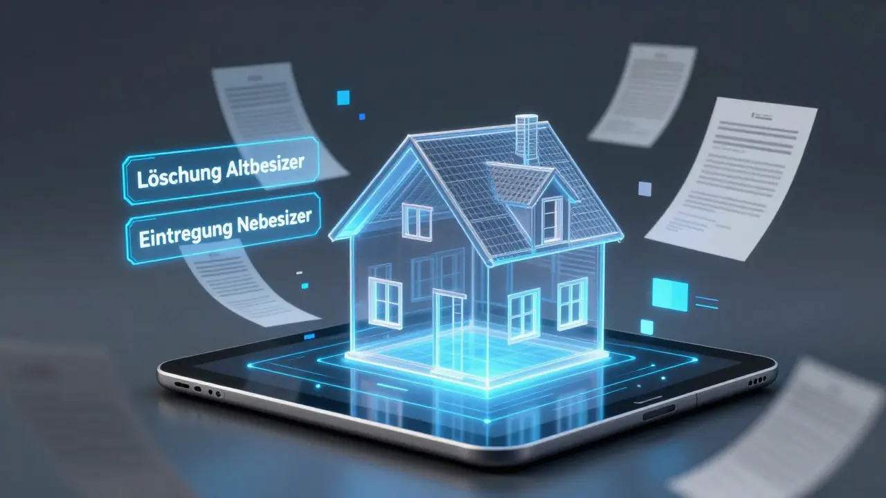 Digitales Grundbuch-Hologramm mit Eigentumswechsel-Datenströmen