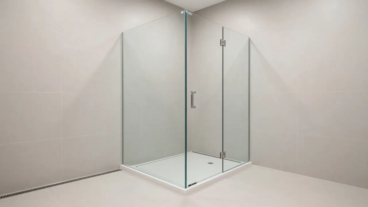 Fertige bodengleiche Dusche mit Glaswand und Linienablauf