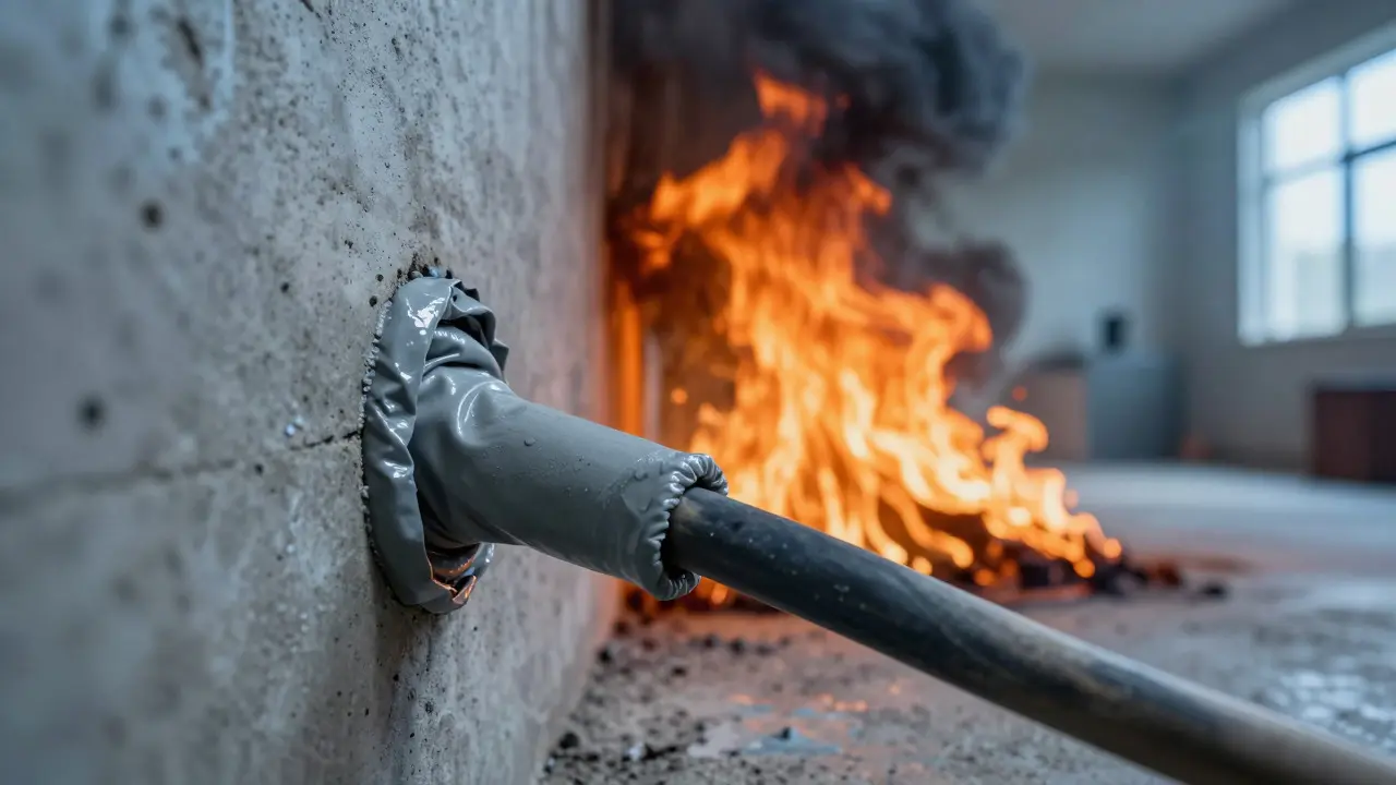 Kabeldurchführung mit Brandschutzmasse hält Flammen und Rauch von der sicheren Seite fern