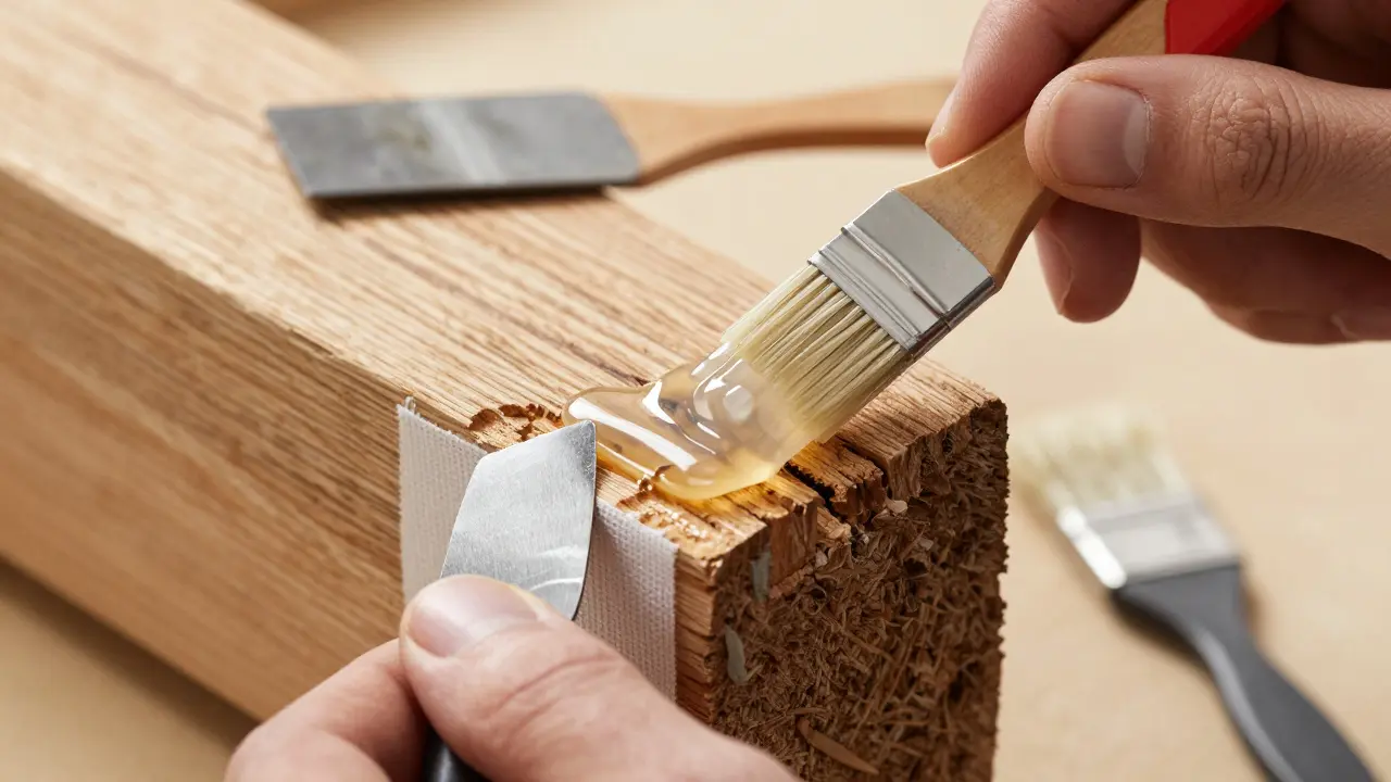 Reparatur eines Holzbalkens mit Epoxidharz