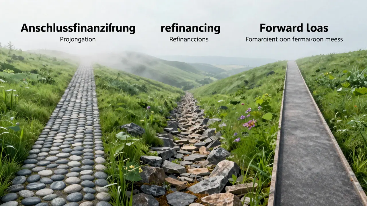 Artistic illustration of three diverging paths representing different financing strategies