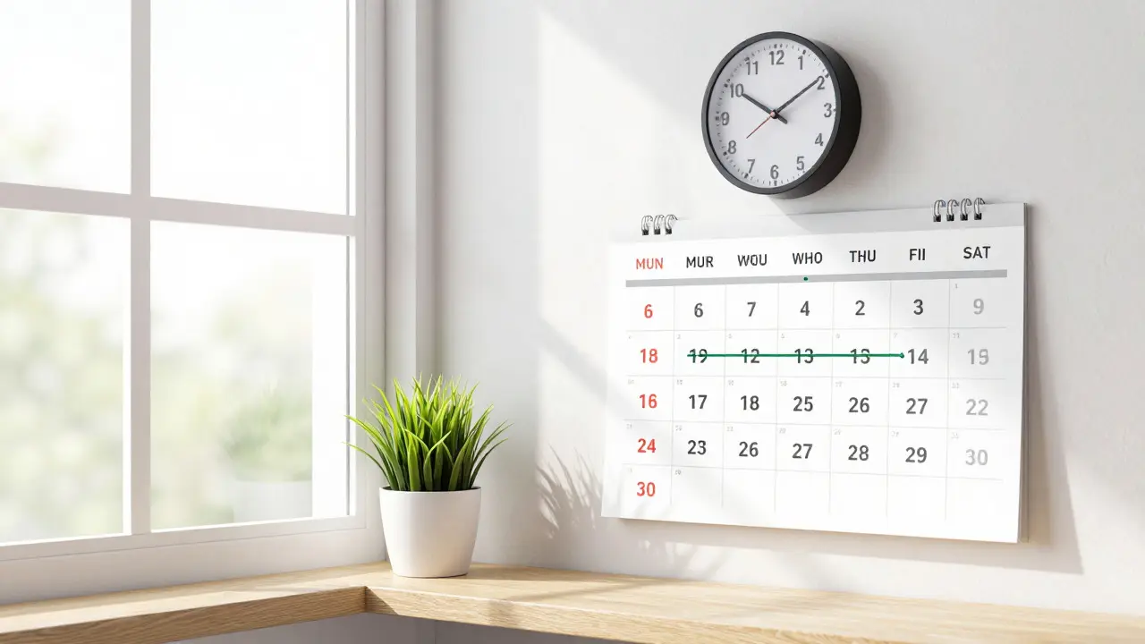 Calendar and clock by a sunny window symbolizing timely financial planning