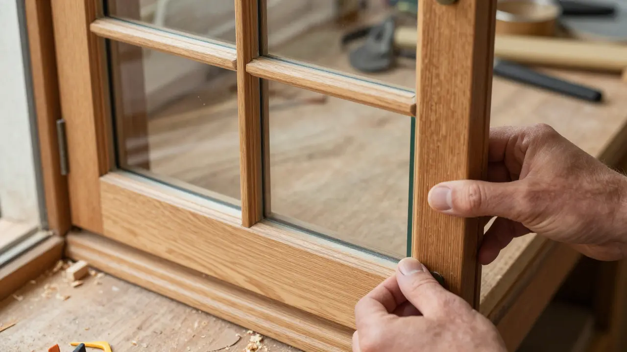 Handwerkliche Montage von echten Sprossen und Isolierglas
