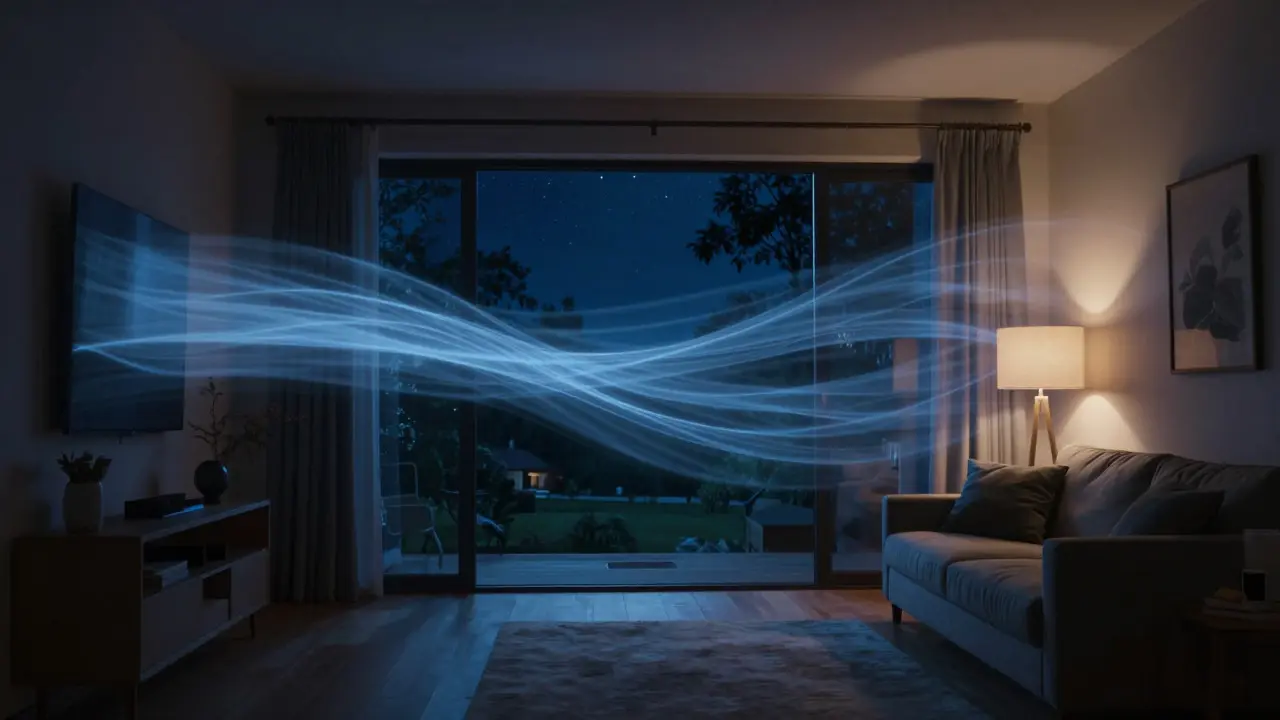 Offene Fenster bei Nacht lassen kühle Luft für die passive Kühlung einströmen