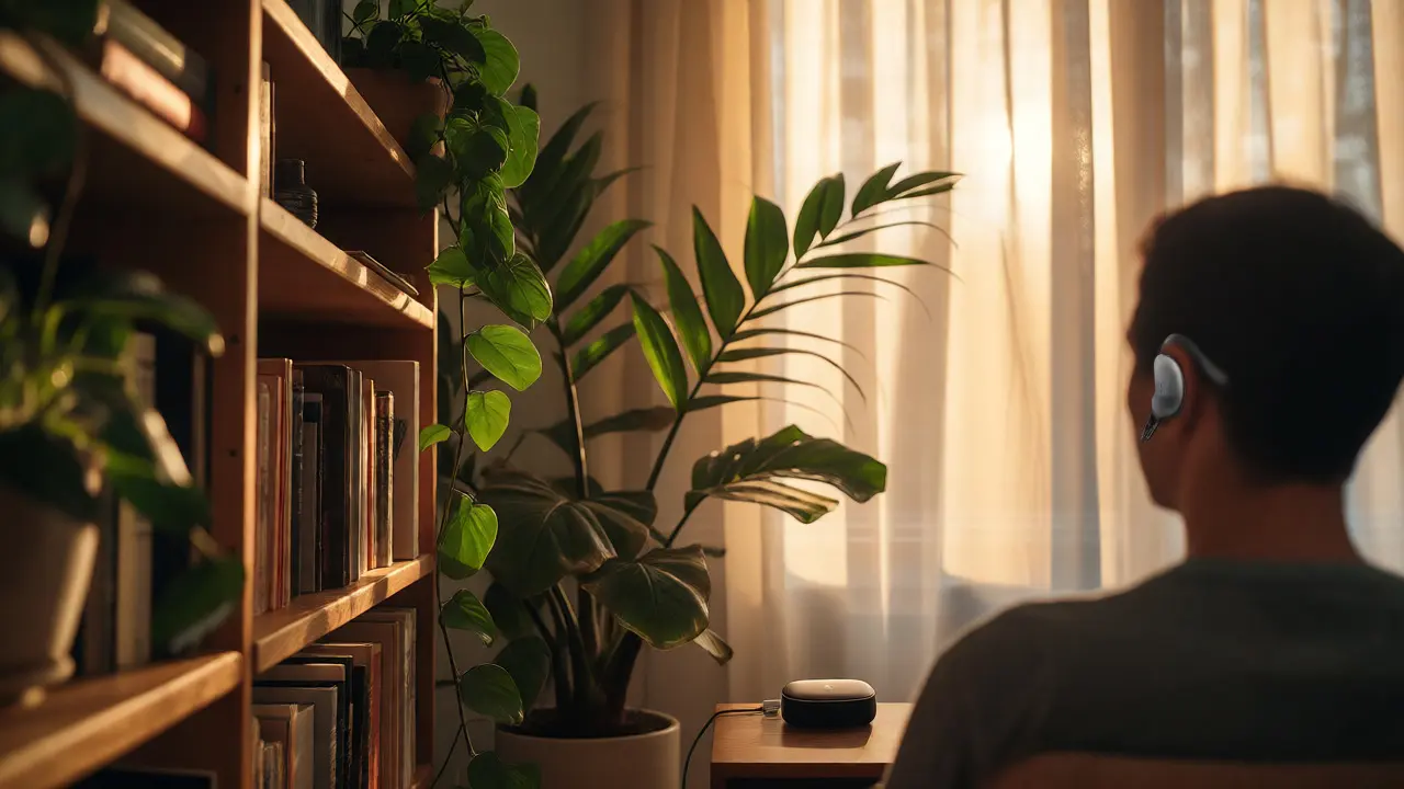 Bücherregale und Pflanzen als natürliche Akustikhelfer im Wohnraum