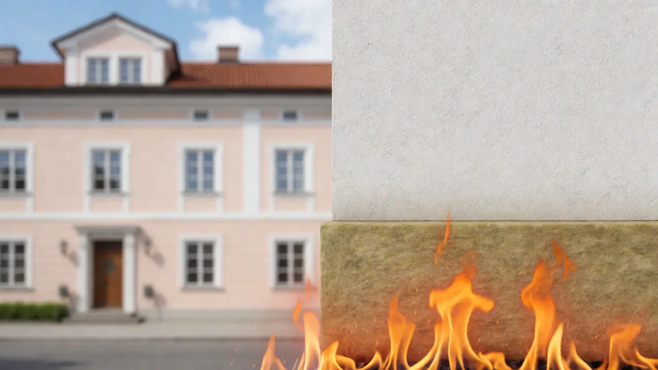 Kontrollierter Fassadenbrand unterhalb eines nichtbrennbaren Brandriegels