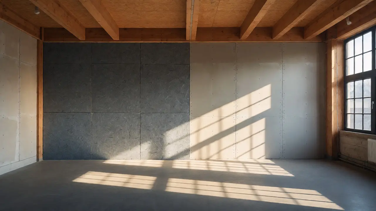 Wandgestaltung mit Holzweichfaser und Gipsfaserplatten im Loft