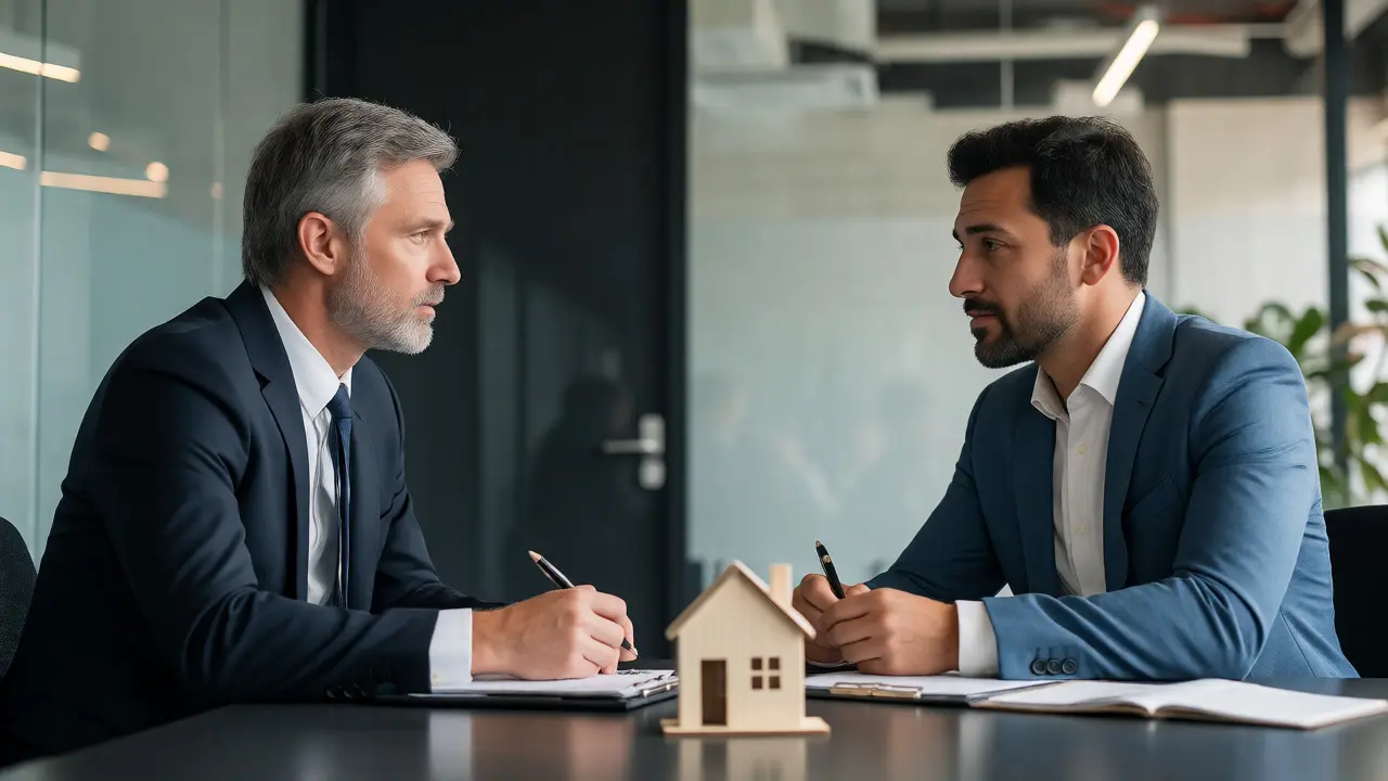 Notar und Kunde besprechen Kosten beim Immobilienkauf